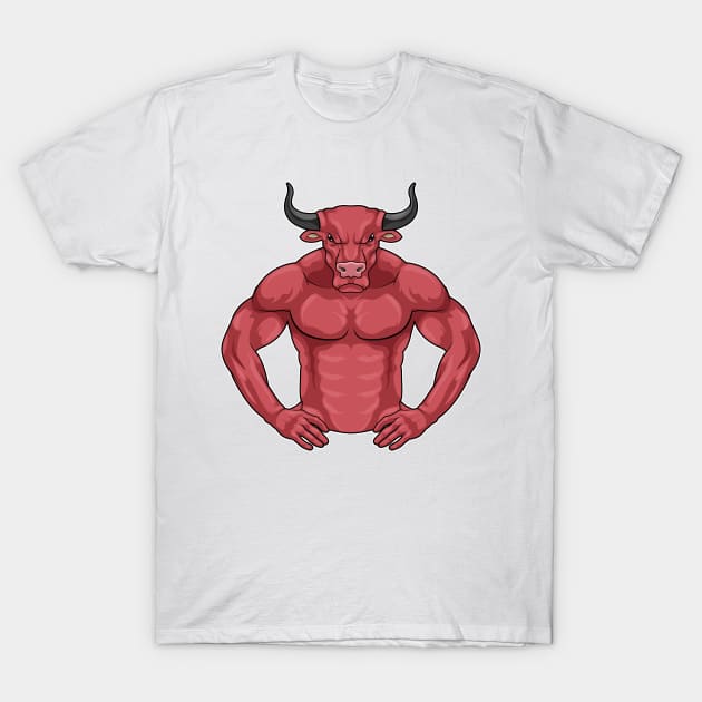 Bull as Bodybuilder extreme T-Shirt by Markus Schnabel